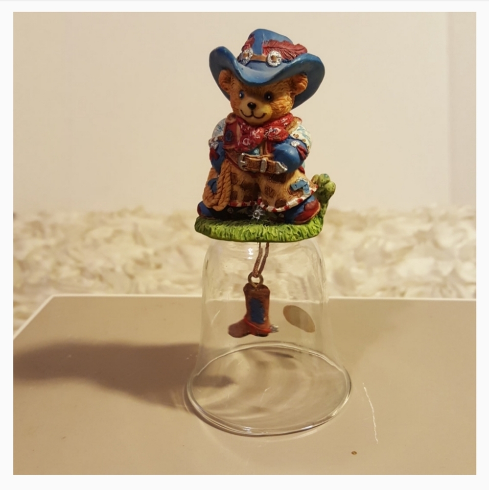 Glass Bell - Cowboy Bear Boot Decor